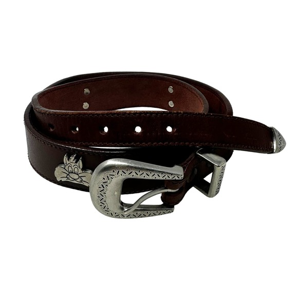 Vintage 1992 Warner Bros Major Characters Belt in‎ Brown Size 32 - Picture 1 of 6